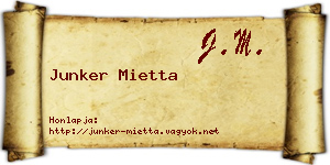 Junker Mietta névjegykártya